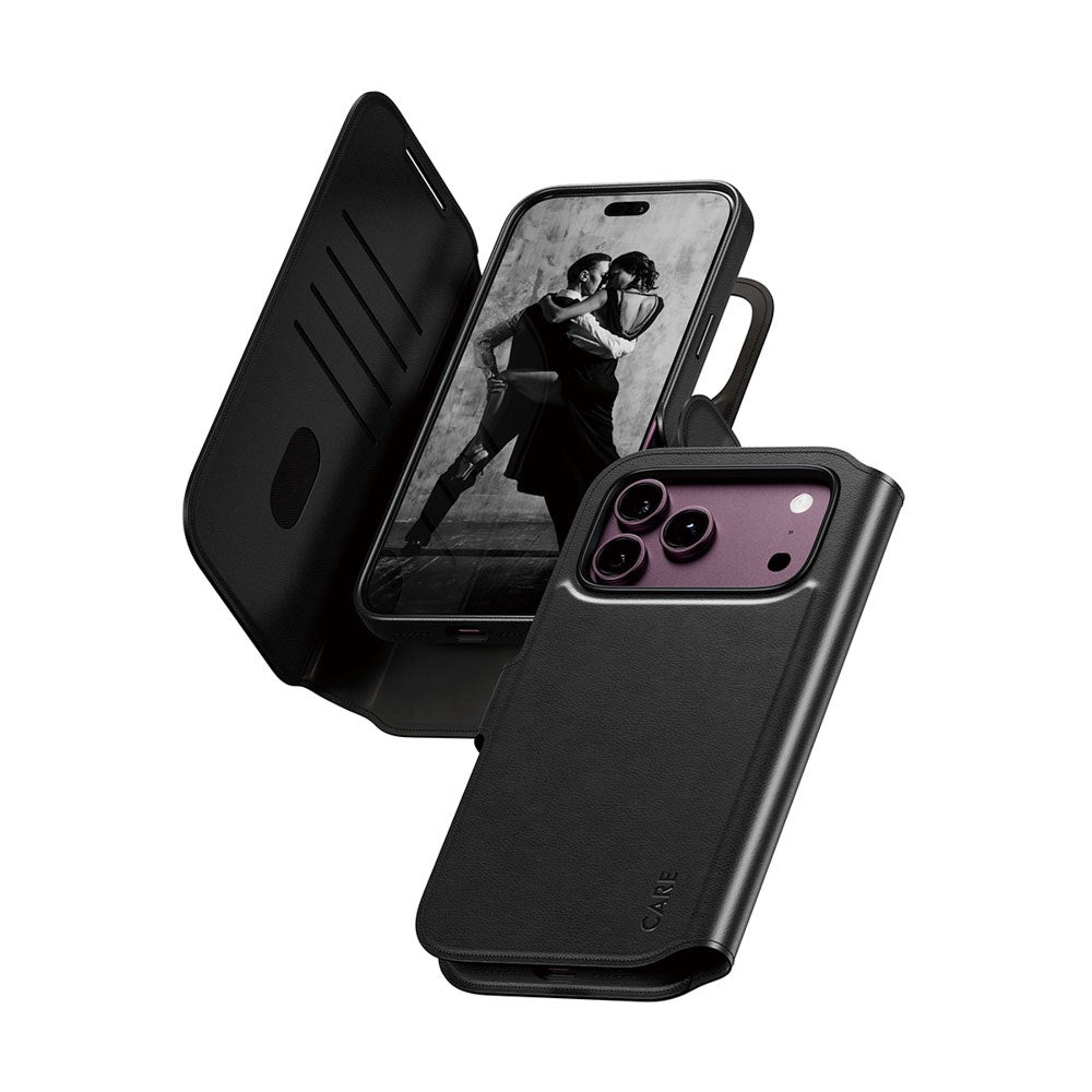 iPhone 18 Pro Max / 17 Pro Max CARE by PanzerGlass Feature Tango 2-in-1 Flipcover m. Pung - MagSafe Kompatibel - Sort