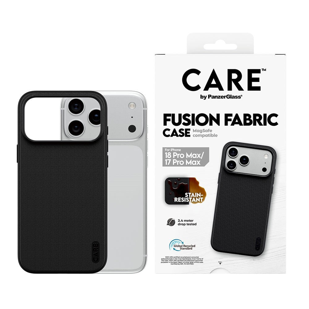 iPhone 18 Pro Max / 17 Pro Max CARE by PanzerGlass Fusion Fabric Case - MagSafe Kompatibel - Sort
