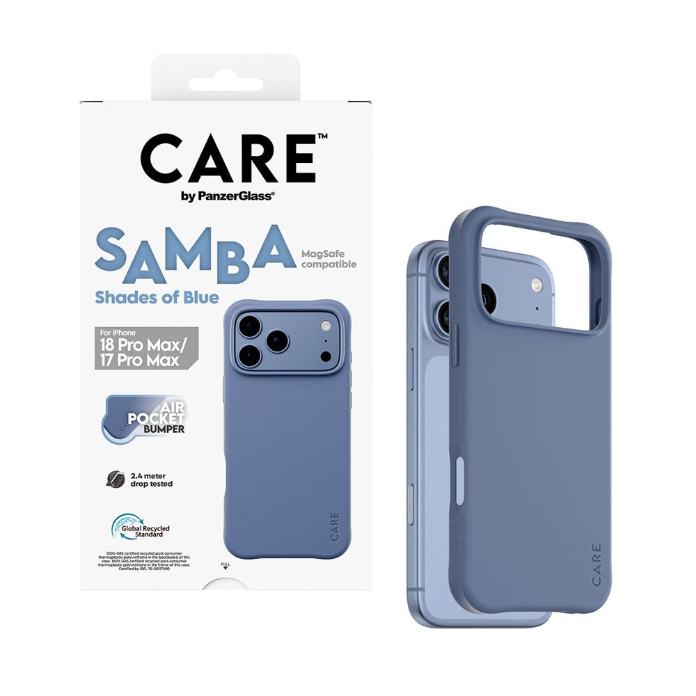 iPhone 18 Pro Max / 17 Pro Max CARE by PanzerGlass Fashionable Samba Mobil Cover - MagSafe Kompatibel - Shades of Blue