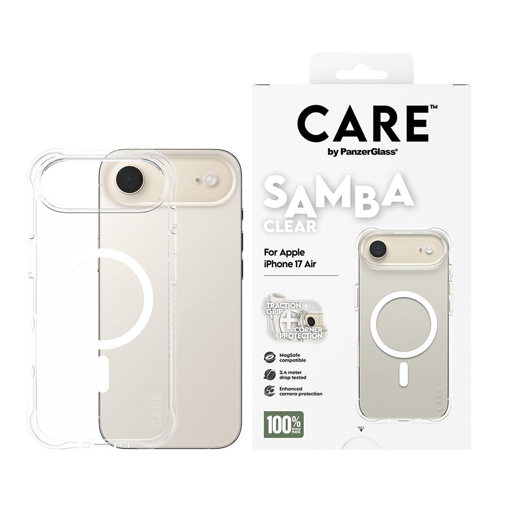 iPhone Air CARE by PanzerGlass Fashionable Samba Mobil Cover - MagSafe Kompatibel - Transparent