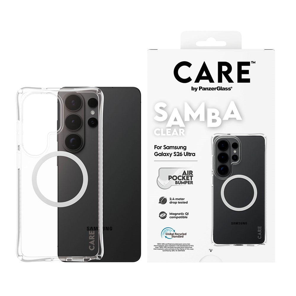 Samsung Galaxy S26 Ultra CARE by PanzerGlass Fashionable Samba Mobil Cover - Qi Kompatibel - Gennemsigtig