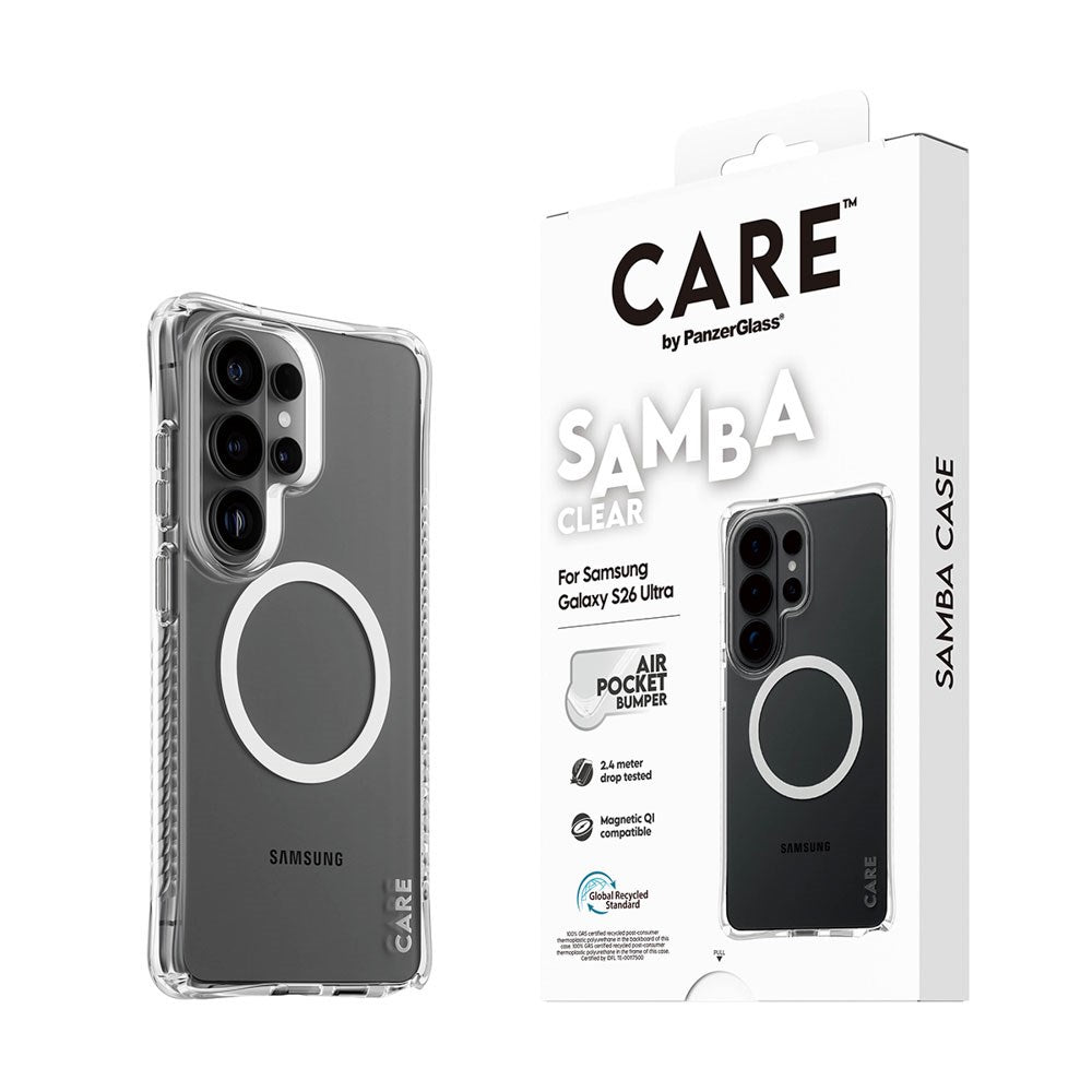 Samsung Galaxy S26 Ultra CARE by PanzerGlass Fashionable Samba Mobil Cover - Qi Kompatibel - Gennemsigtig