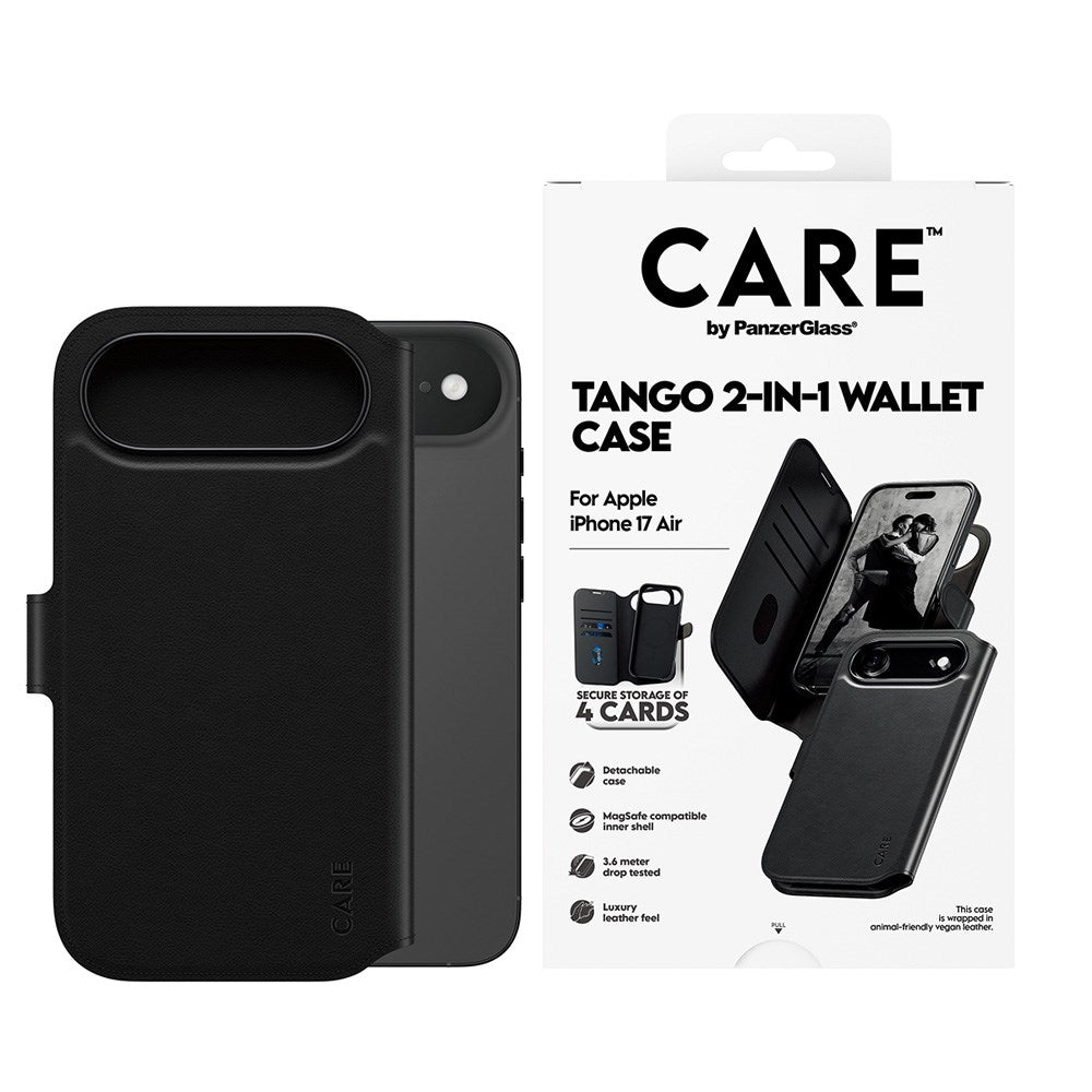 iPhone Air CARE by PanzerGlass Feature Tango 2-in-1 Mobil Cover m. Kortholder - Sort