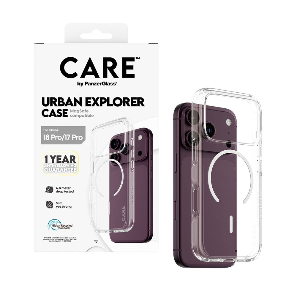 iPhone 18 Pro / 17 Pro CARE by PanzerGlass FLAGSHIP Urban Explorer Cover - MagSafe Kompatibel - Transparent / White