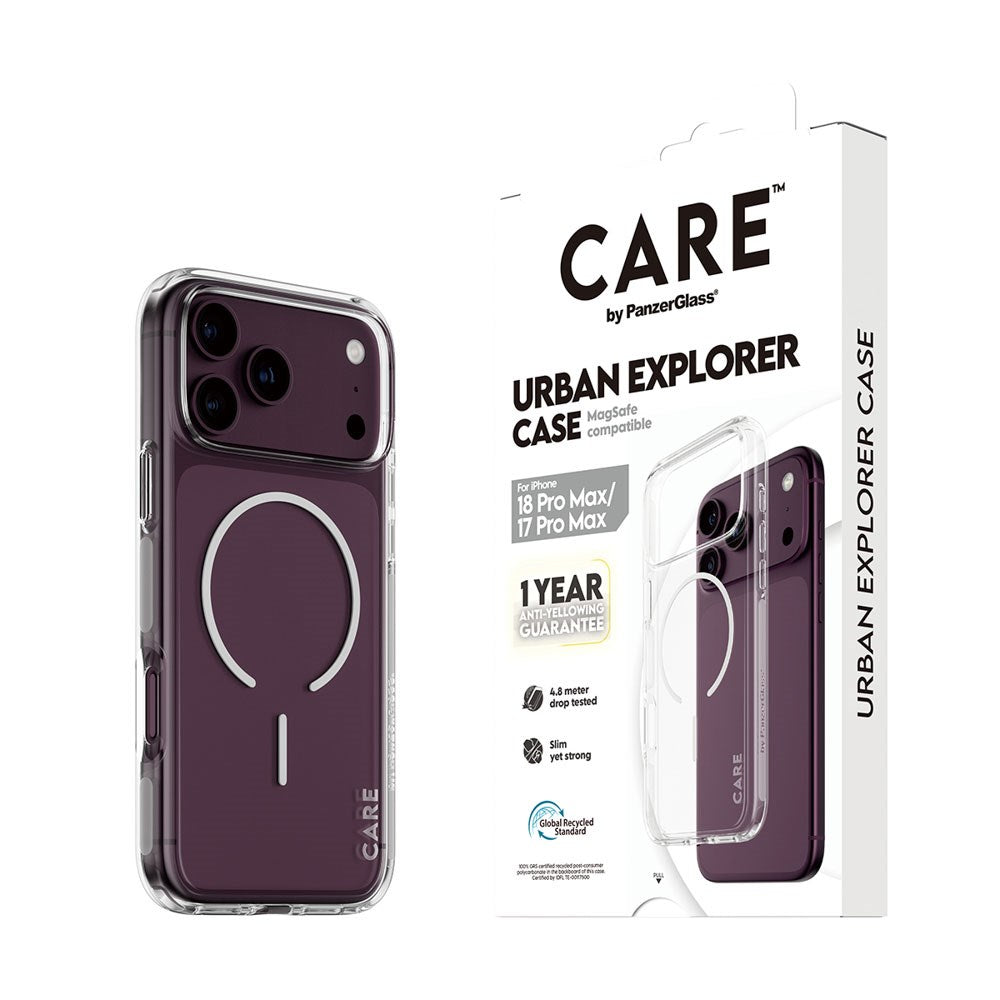 iPhone 18 Pro Max / 17 Pro Max CARE by PanzerGlass FLAGSHIP Urban Explorer Cover - MagSafe Kompatibel - Transparent / White