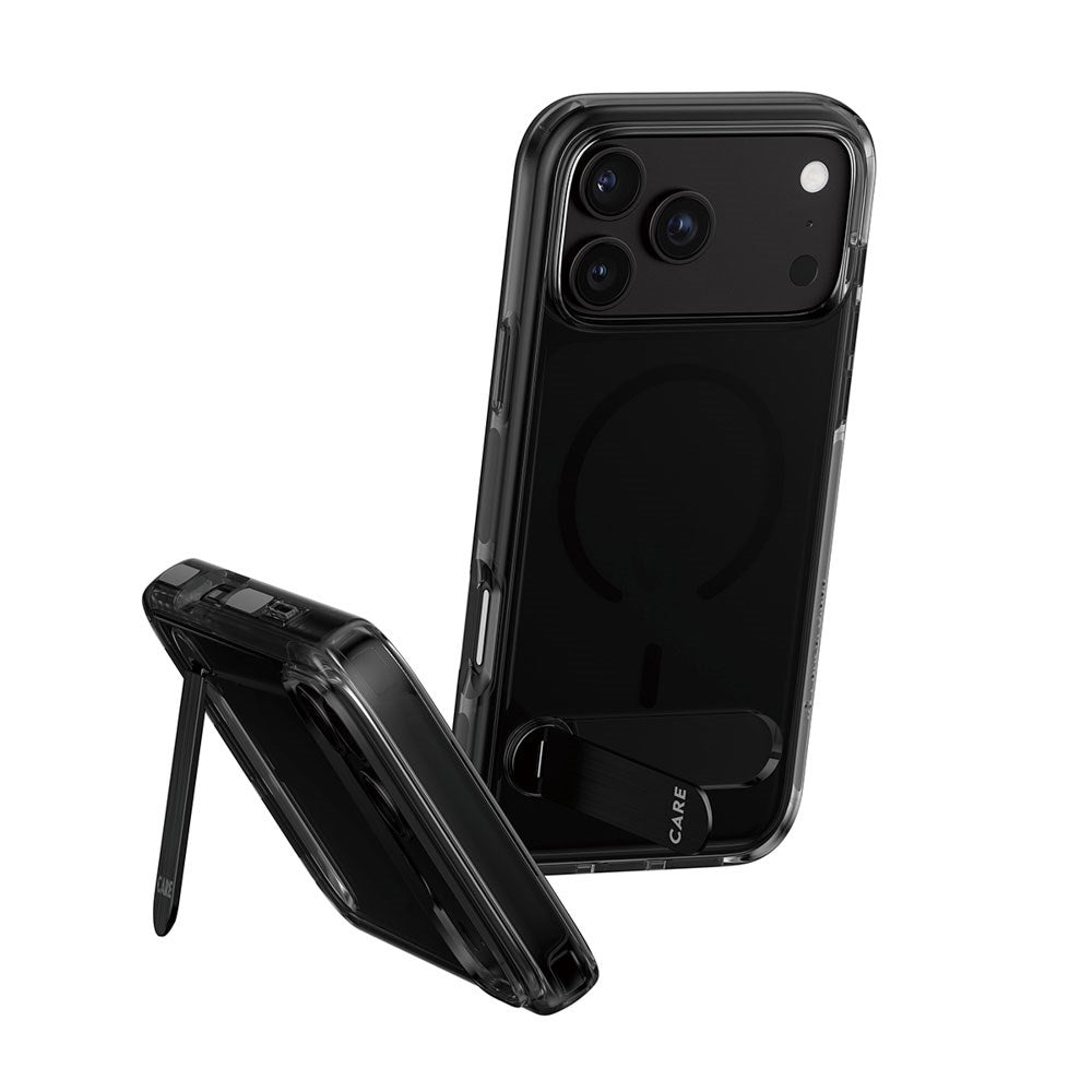 iPhone 18 Pro Max / 17 Pro Max CARE by PanzerGlass Feature Kickstand Cover - MagSafe Kompatibel - Sort / Gennemsigtig