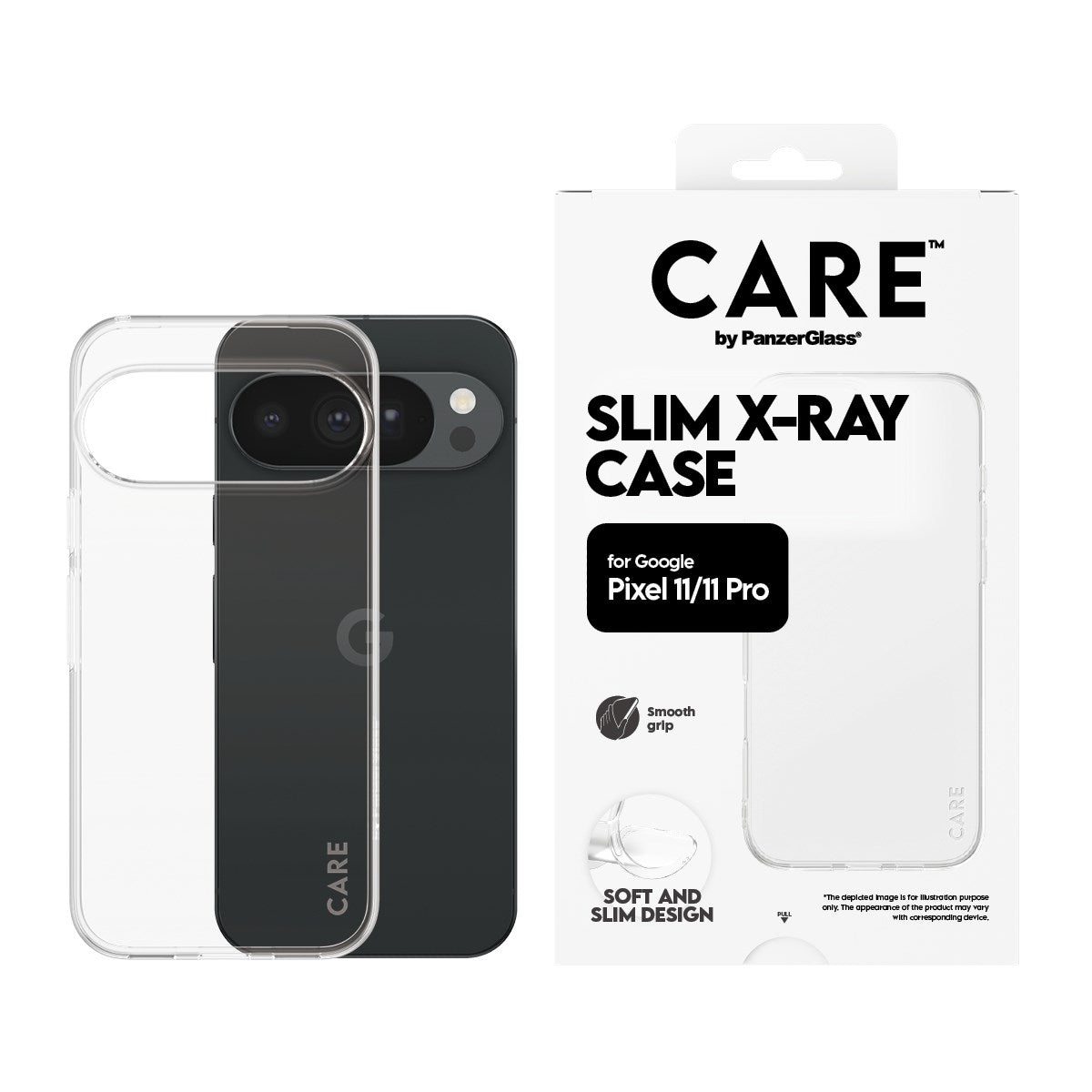 Google Pixel 11 / 11 Pro CARE by PanzerGlass FASHION X-Ray Soft Basic Mobil Cover - Transparent
