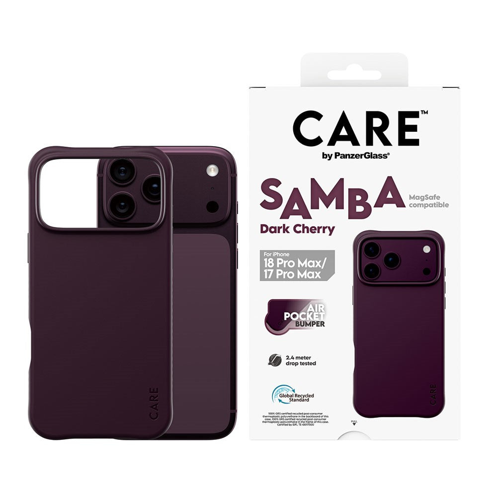 iPhone 18 Pro Max / 17 Pro Max CARE by PanzerGlass Fashionable Samba Mobil Cover - MagSafe Kompatibel - Dark Cherry