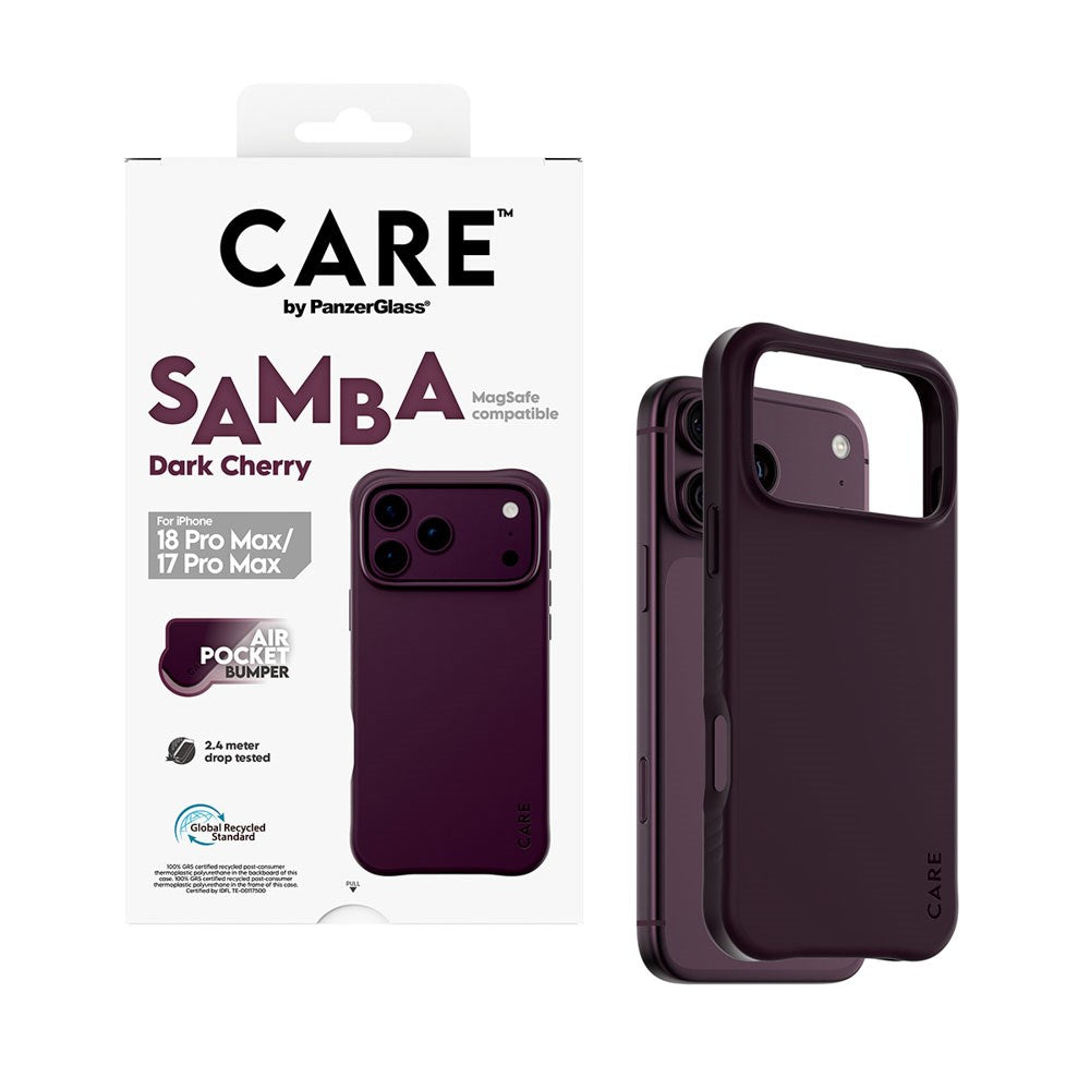 iPhone 18 Pro Max / 17 Pro Max CARE by PanzerGlass Fashionable Samba Mobil Cover - MagSafe Kompatibel - Dark Cherry