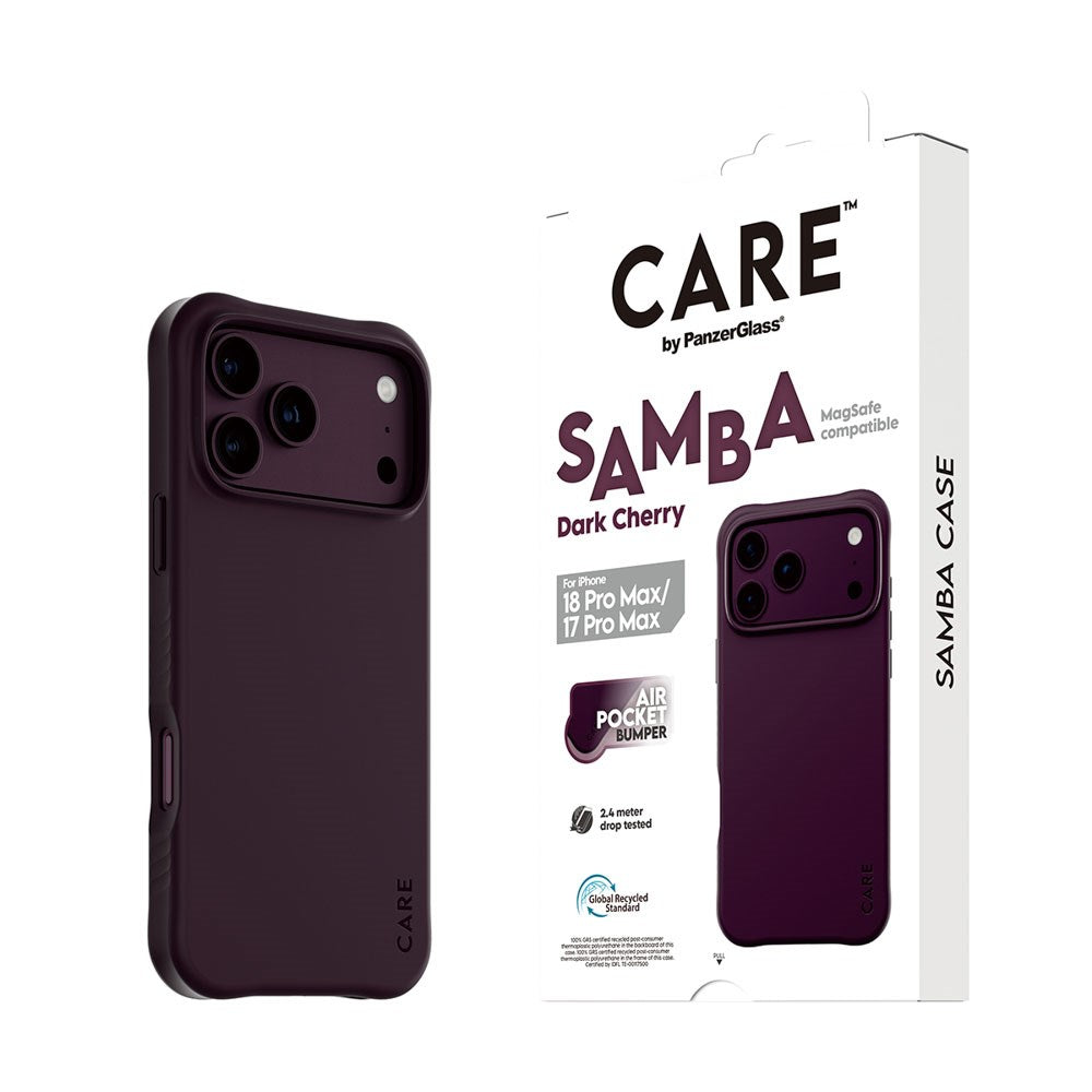 iPhone 18 Pro Max / 17 Pro Max CARE by PanzerGlass Fashionable Samba Mobil Cover - MagSafe Kompatibel - Dark Cherry