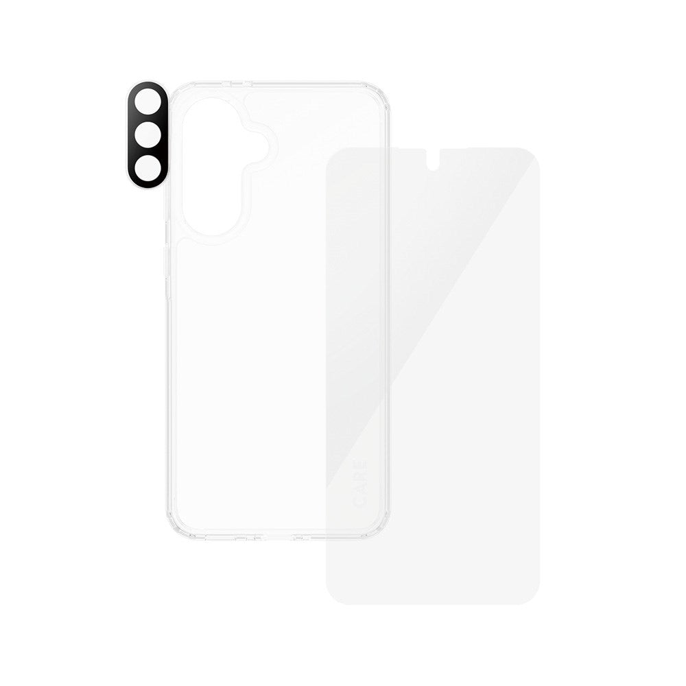 Samsung Galaxy A36 (5G) - CARE by PanzerGlass 3-i-1 FLAGSHIP Bundle - Cover / Skærmbeskyttelse (UWF) / Kamerabeskyttelse - Gennemsigtig