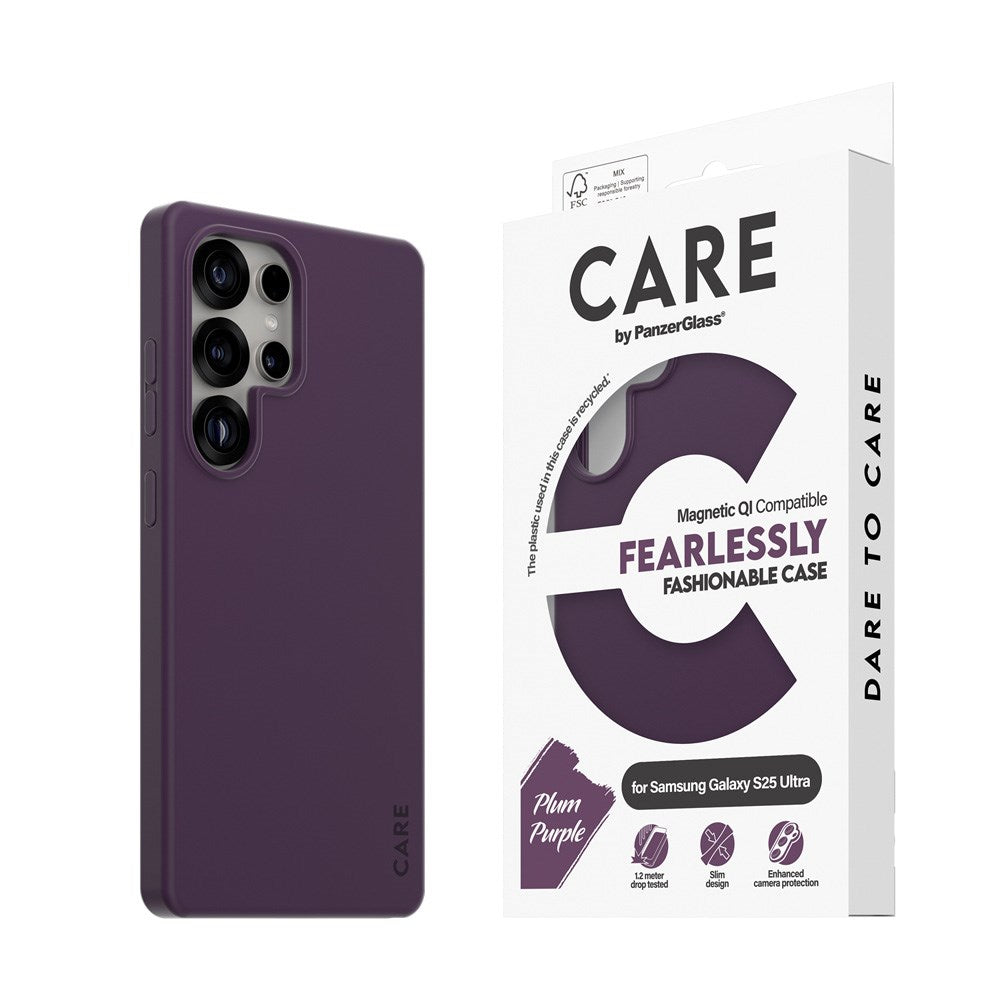 CARE by PanzerGlass Samsung Galaxy S25 Ultra FASHION Fearlessly Fashionable Cover - QI Kompatibel - Plum Purple