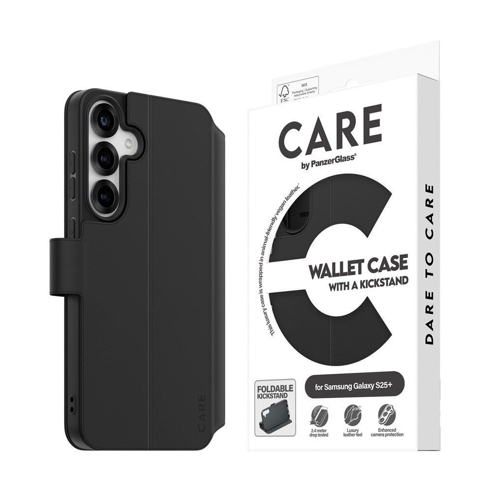 CARE by PanzerGlass Samsung Galaxy S25+ (Plus) Feature Wallet Case m. Kickstand - Sort