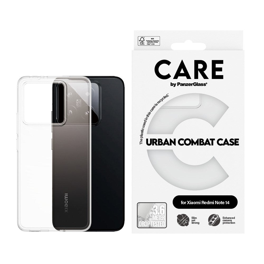 CARE by PanzerGlass Xiaomi Redmi Note 14 (4G) FLAGSHIP Urban Combat Cover - Gennemsigtig