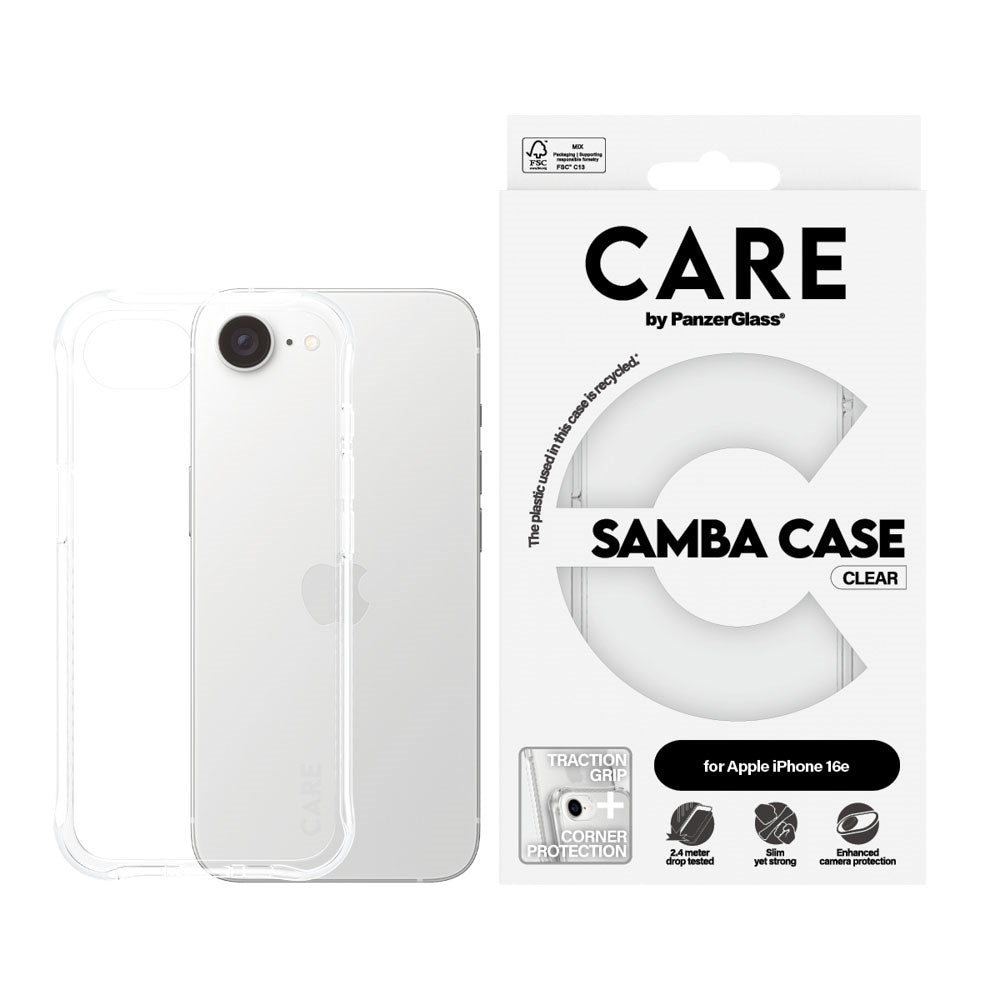 iPhone 16e CARE by PanzerGlass Fashionable Samba Cover - Gennemsigtig