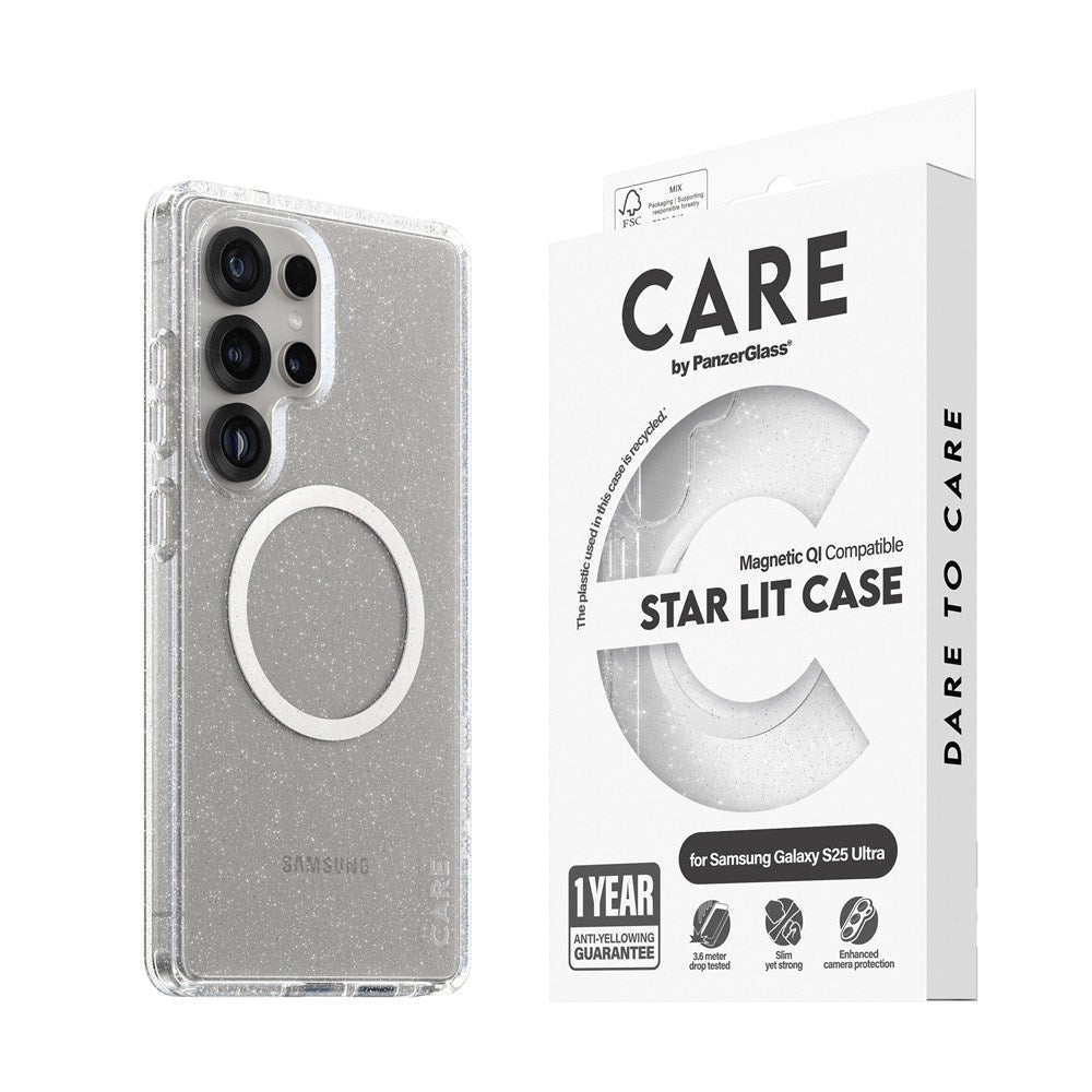 CARE by PanzerGlass Samsung Galaxy S25 Ultra FLAGSHIP Urban Combat Cover - Qi Kompatibel - Star Lit / Hvid
