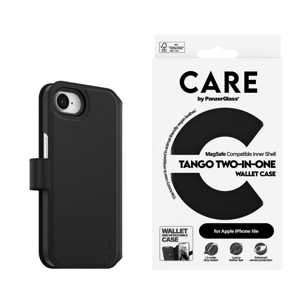 CARE by PanzerGlass iPhone 16e Feature Tango 2-in-1 Flip Cover m. Pung - Sort