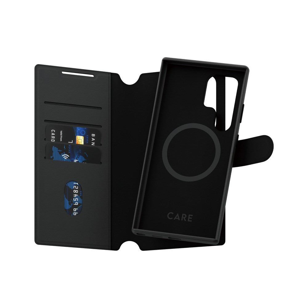 CARE by PanzerGlass Samsung Galaxy S25 Ultra Feature Tango 2-in-1 Flip Cover m. Pung - Qi Kompatibel - Sort