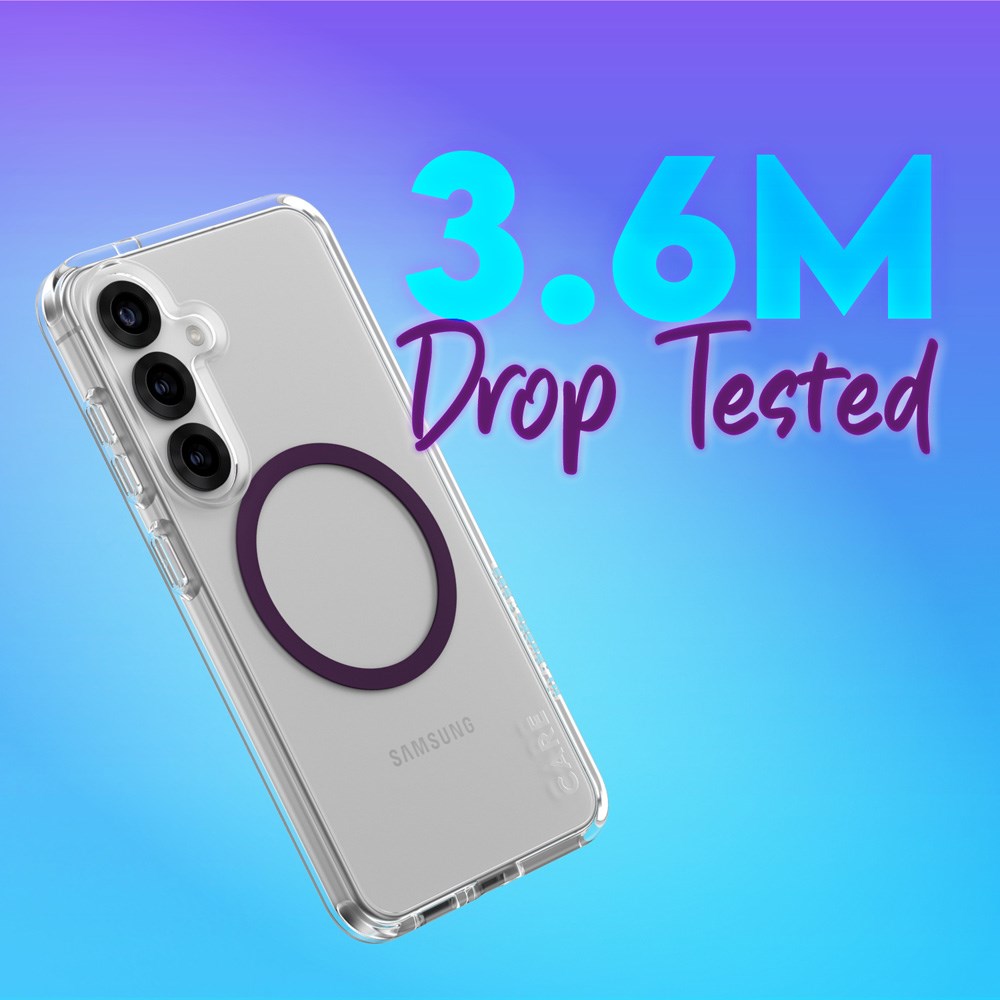 CARE by PanzerGlass Samsung Galaxy S25 FLAGSHIP Urban Combat Cover - Qi Kompatibel -Gennemsigtig / Plum Purple