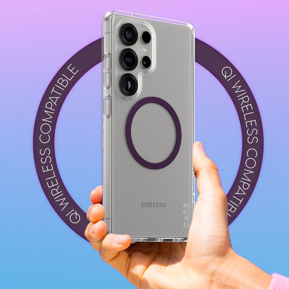 CARE by PanzerGlass Samsung Galaxy S25 Ultra FLAGSHIP Urban Combat Cover - Qi Kompatibel -Gennemsigtig / Plum Purple