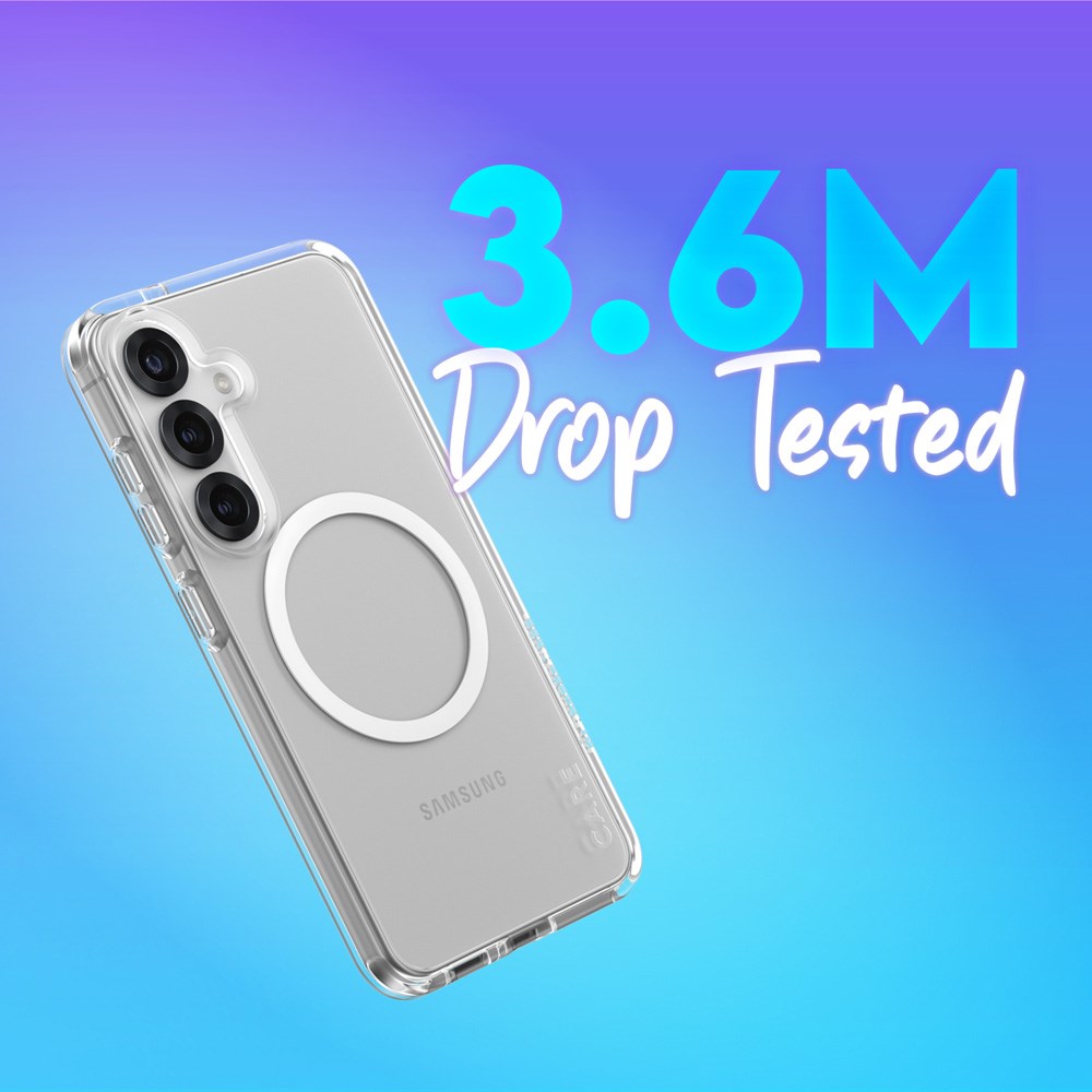 CARE by PanzerGlass Samsung Galaxy S25 FLAGSHIP Urban Combat Cover - Qi Kompatibel - Gennemsigtig / White