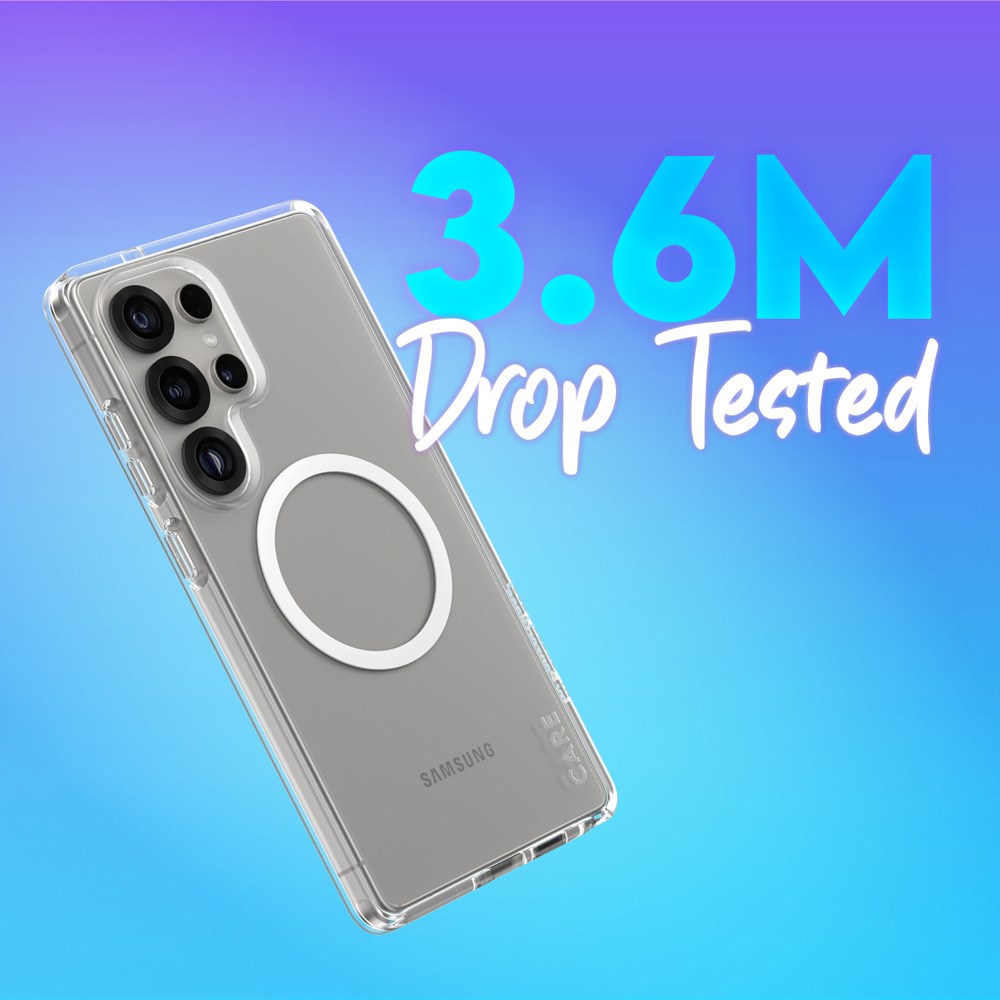 CARE by PanzerGlass Samsung Galaxy S25 Ultra FLAGSHIP Urban Combat Cover - Qi Kompatibel - Gennemsigtig / White