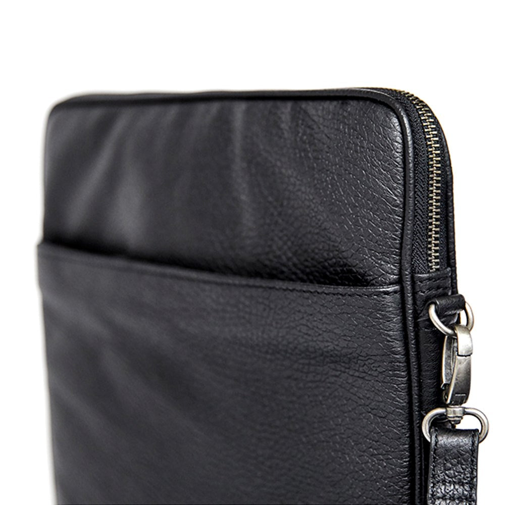 CURRO Real Leather Messenger Bag 14-15'' - Black