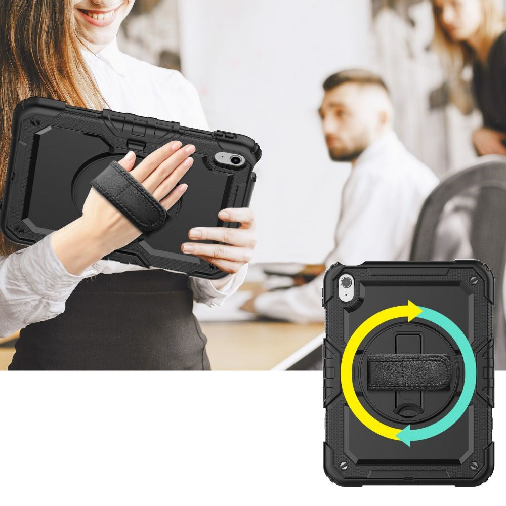 iPad 11" (2025) / iPad 10.9" (2024/2022) Tech-Protect Solid360 Case m. Beskyttelsesfilm, Håndholder & Skulderstrop - Sort