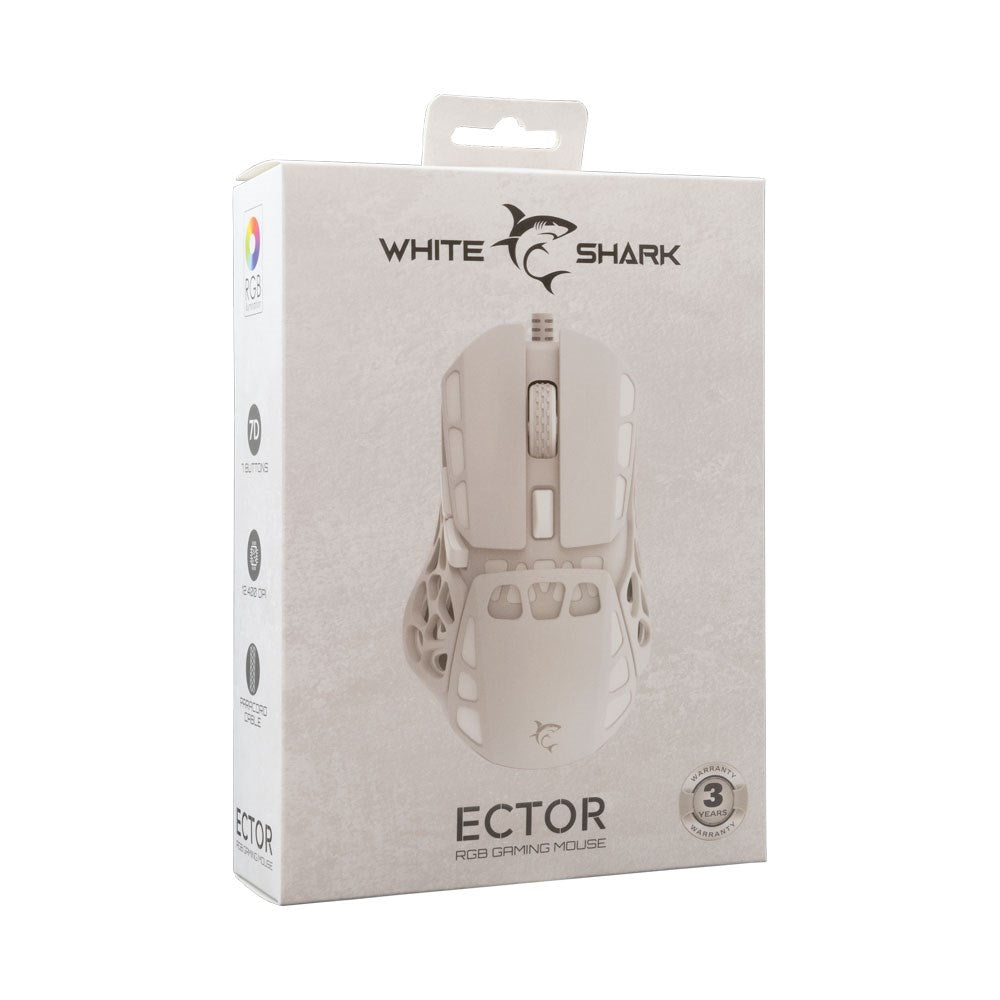 White Shark ECTOR 7D / 12400 DPI Gaming Mus - Hvid