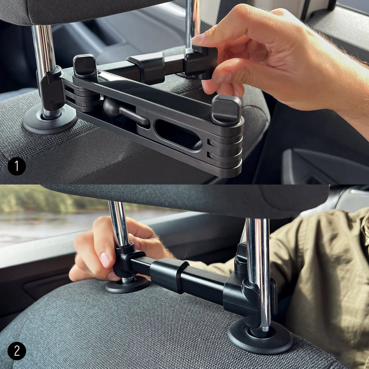Wozinsky Backseat Car Mount Til Bilens Nakkestøtte - Max Størrelse: 125 - 205mm - Sort
