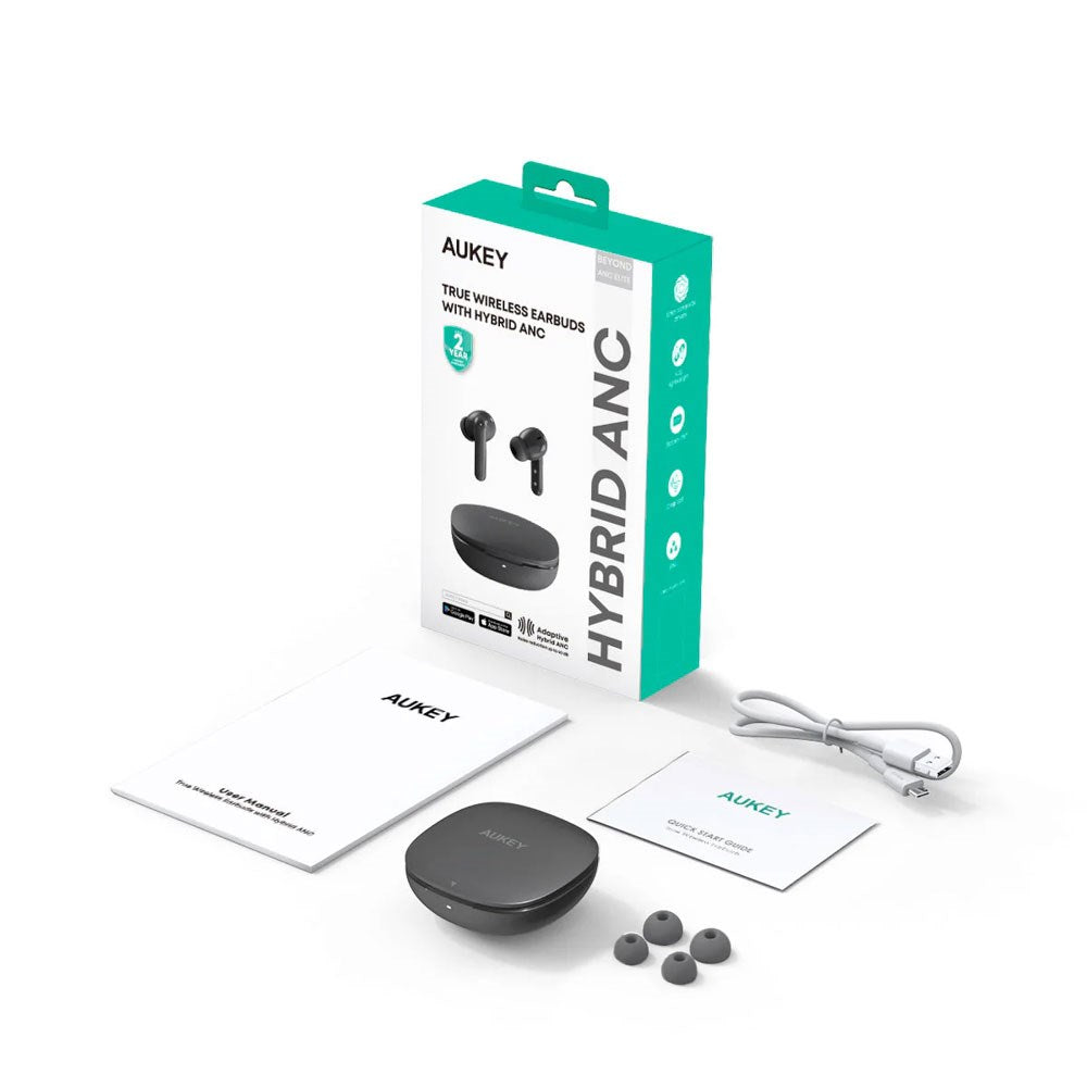 Aukey EP-B1 BEYOND ELITE True Wireless Høretelefoner m. Active Noise Cancellation - In-Ear - Grå