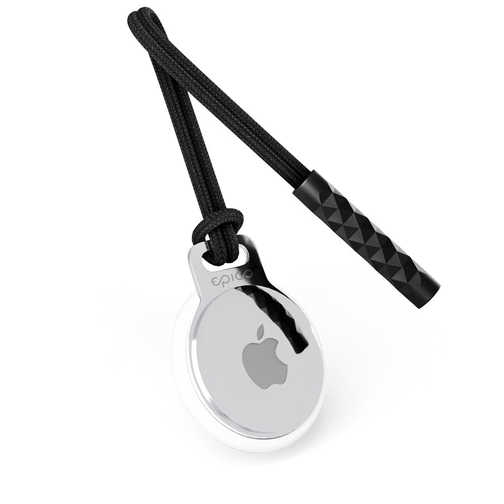 AirTag Epico Metal Holder m. Nylonsnor - Sort / Sølv
