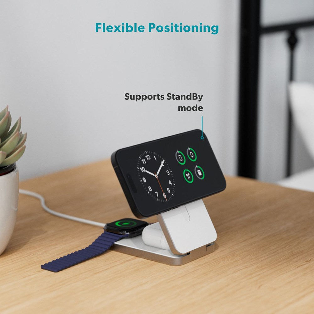 Epico 8000mAh 4-i-1 Trådløs Powerbank m. Standerfunktion - Hvid