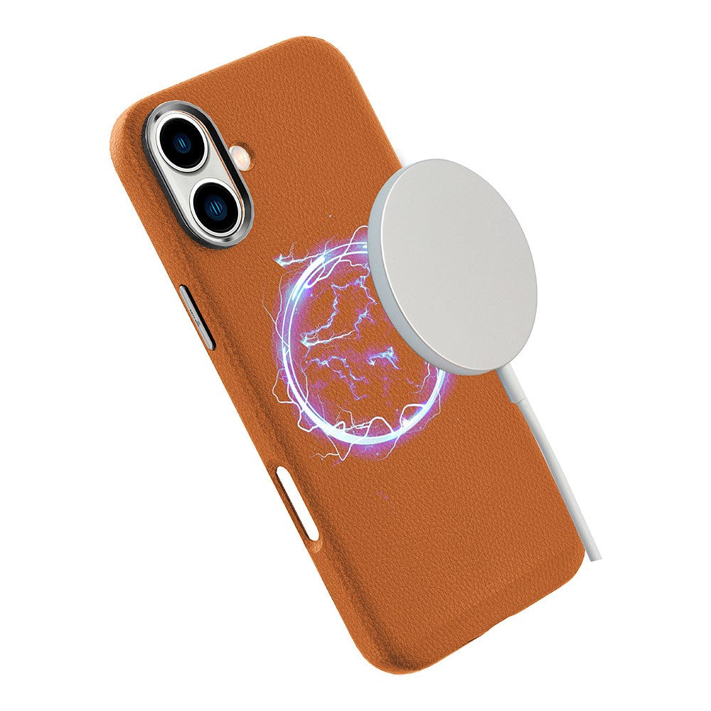 eSTUFF iPhone 16 INFINITE VENICE Læderbetrukket Plastik Bagside Cover - MagSafe Kompatibel - Brun