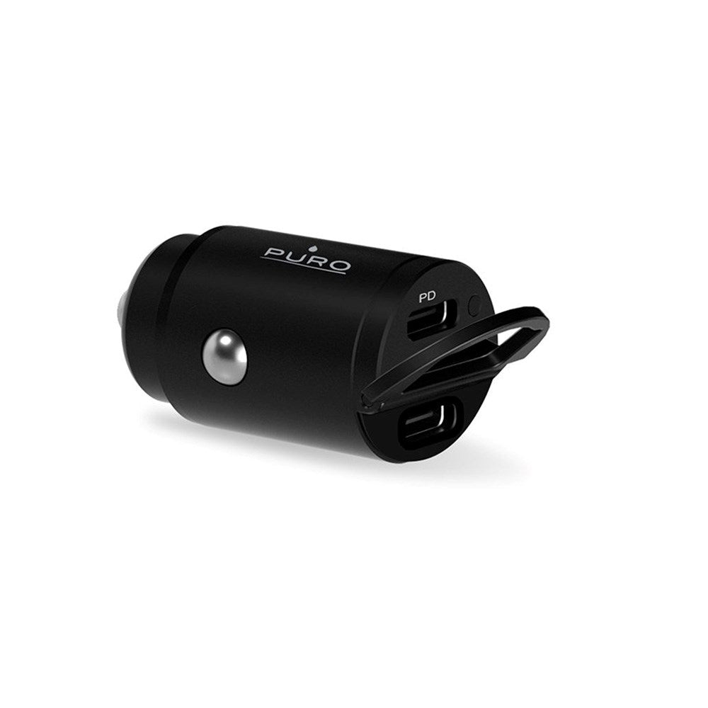 Puro PD (Power Delivery) 30W Mini Biloplader m. 2 x USB-C - Sort