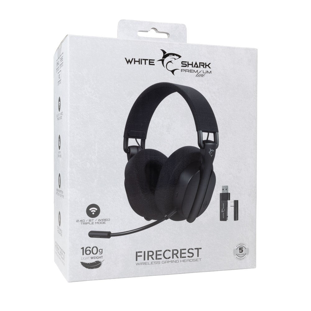 White Shark FIRECREST Trådløs Gaming Headset - Over-Ear - Sort