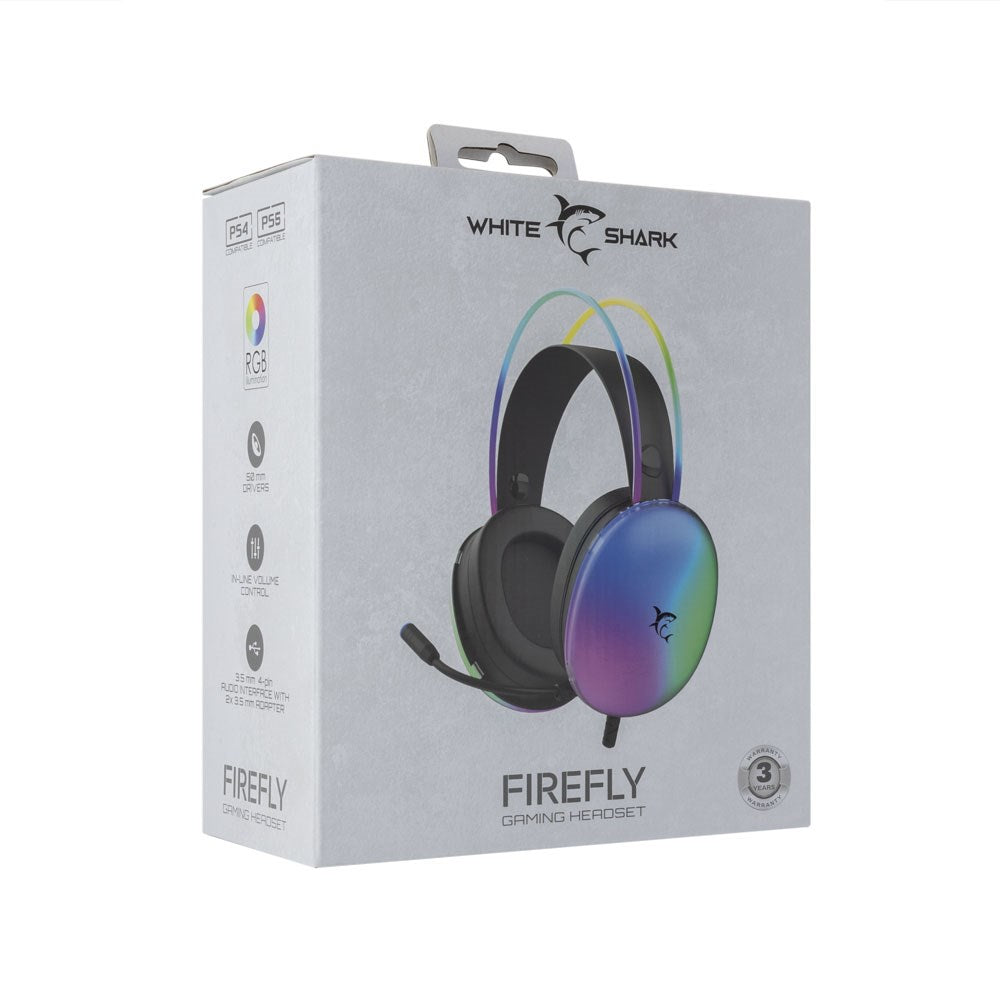 White Shark FIREFLY Gaming Headset - On-Ear - Sort