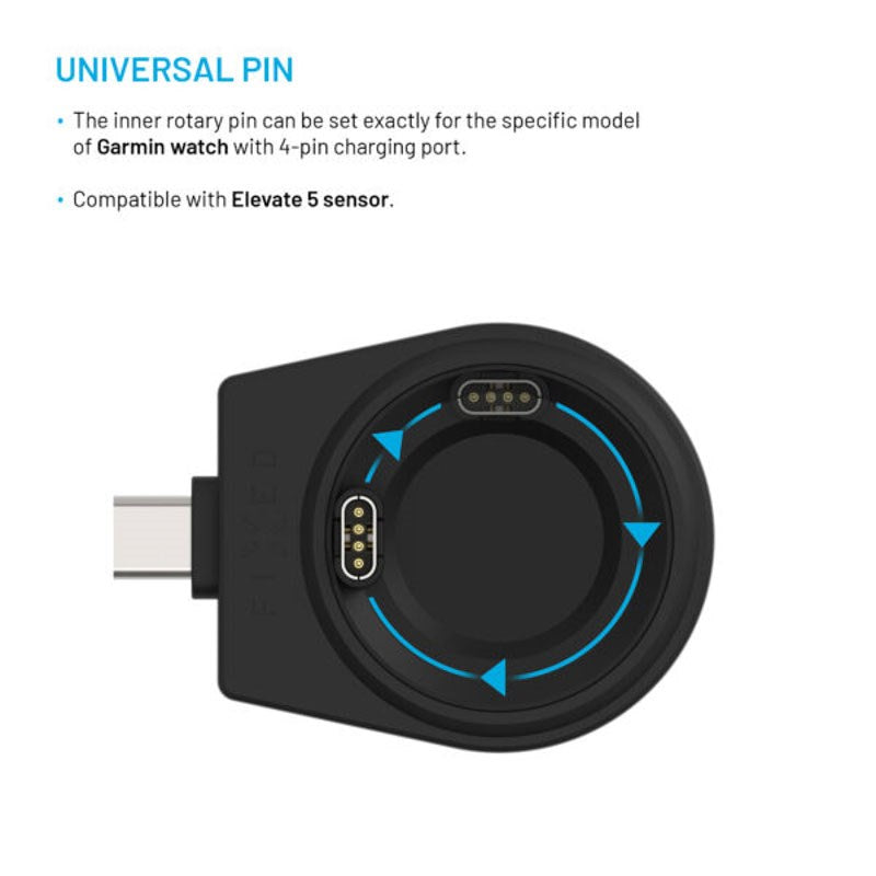 Fixed Trådløs Oplader til Garmin Smartwatch - USB-C - Sort