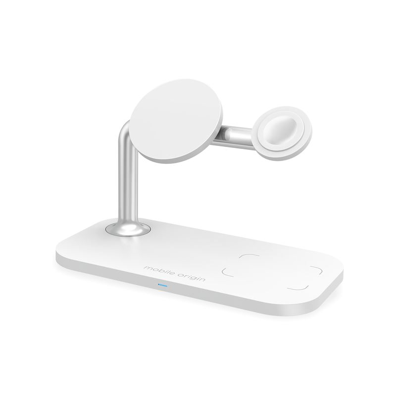 Mobile Origin 3-i-1 Trådløs Opladningsstation - Hvid