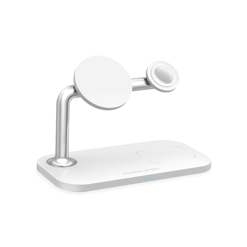 Mobile Origin 3-i-1 Trådløs Opladningsstation - Hvid