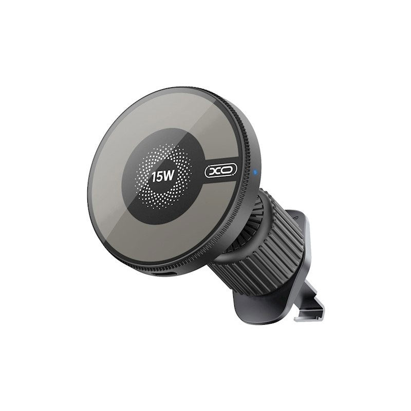 XO CX025 Magnetisk Mobilholder til Bil m. 15W Trådløs Opladning - Ventilation - MagSafe Kompatibel - Sort