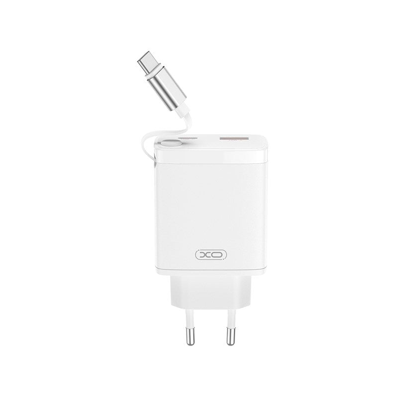 XO 30W Vægoplader 1 x USB-C 1 x USB-A med Tilhørende USB-C Kabel - Hvid