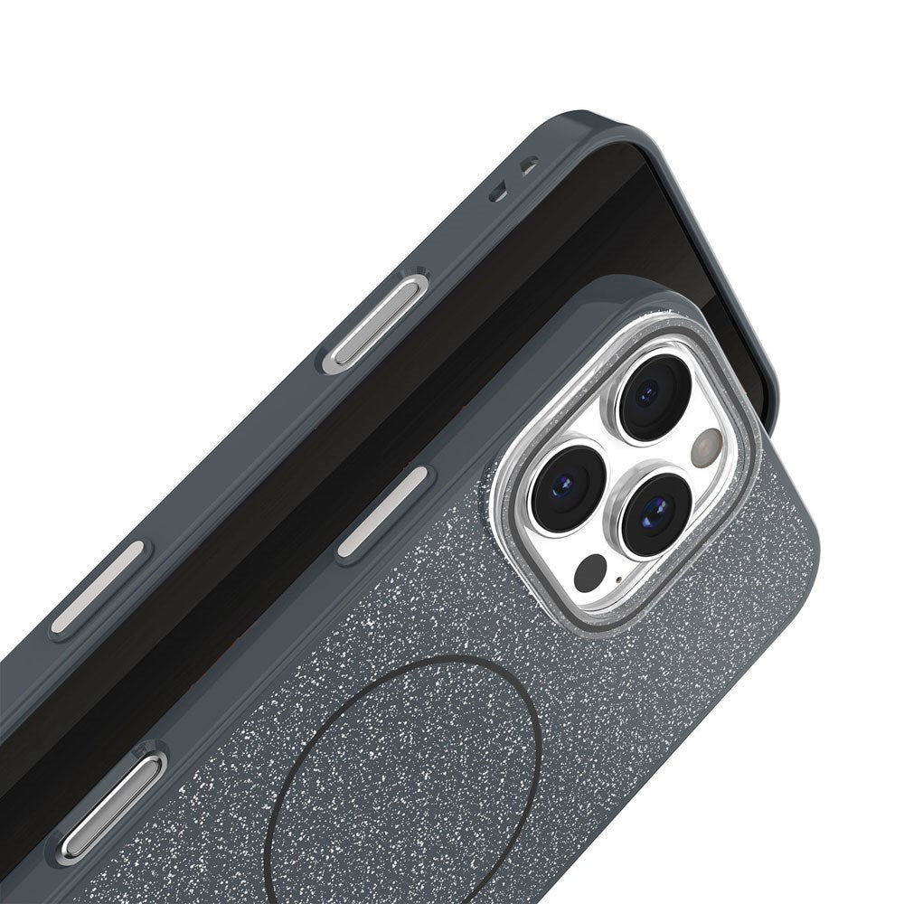 iPhone 15 Glitter Thin Mobil Cover - MagSafe Kompatibel - Sort
