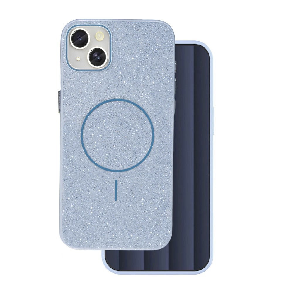iPhone 13 Glitter Thin Mobil Cover - MagSafe Kompatibel - Lyseblå