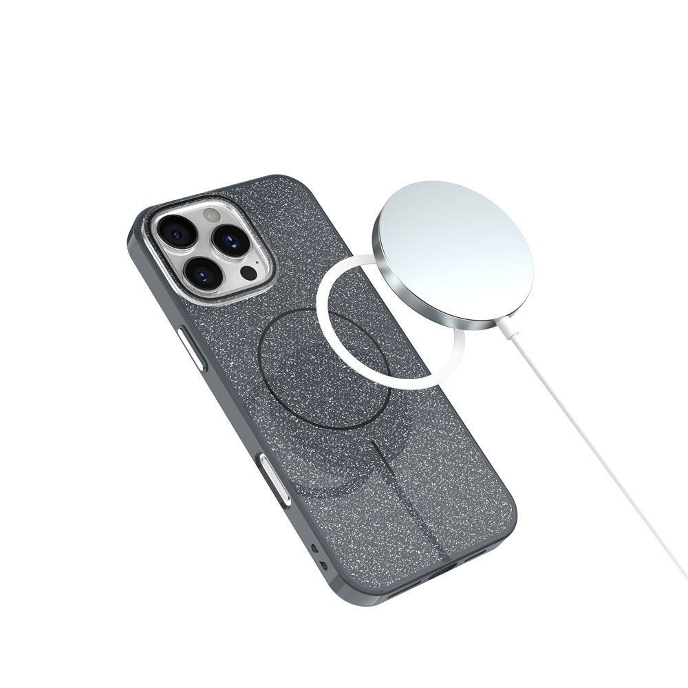 iPhone 17e / 16e TFO Glitter Thin Bagside Cover - MagSafe Kompatibel - Sort