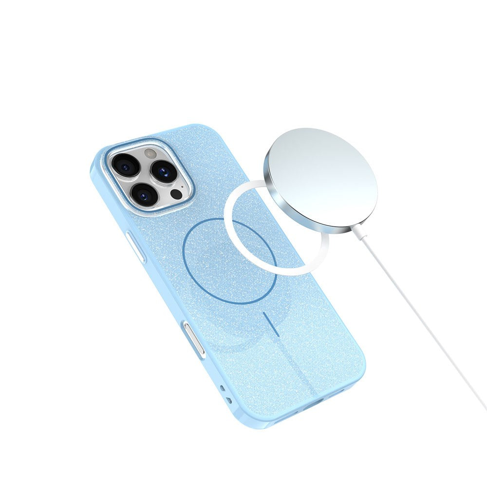 iPhone 17 TFO Glitter Thin Bagside Cover - MagSafe Kompatibel - Blå