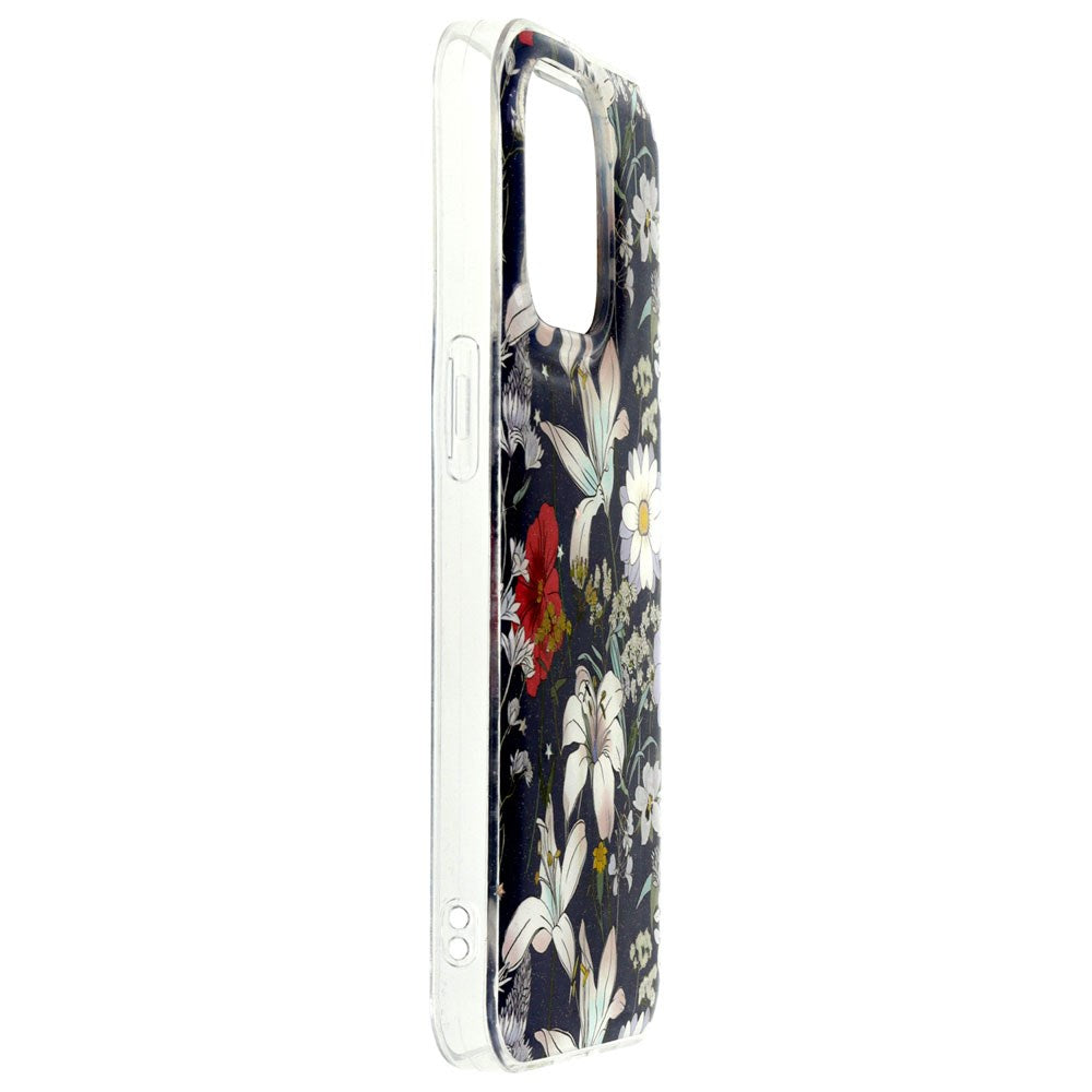 iPhone 16 Pro TFO Glow Glam Bagside Cover - Blå / Blomster