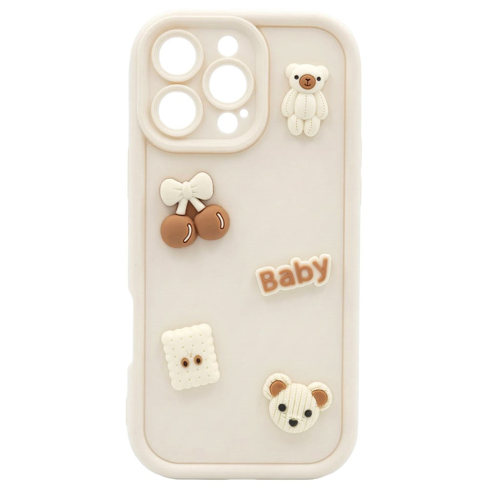 iPhone 12 TFO Ultra Trendy 3D Bagside Cover - Beige Bear