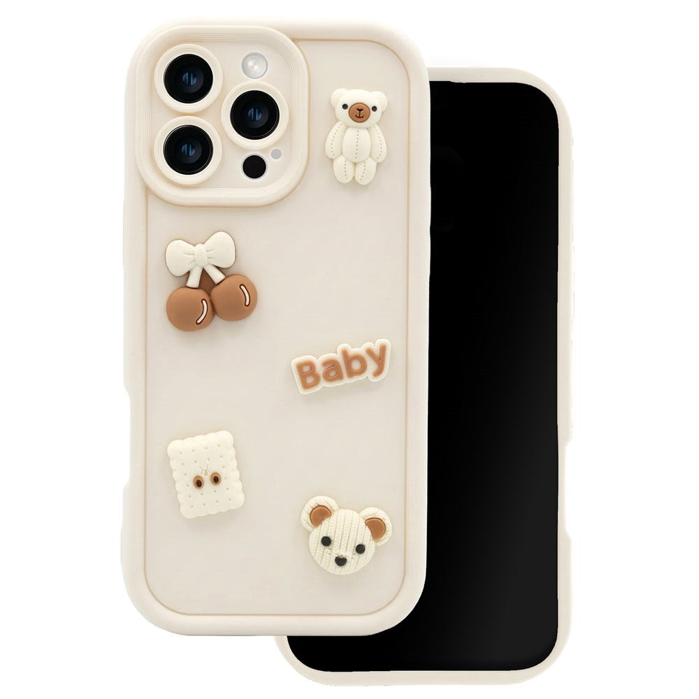 iPhone 14 TFO Ultra Trendy 3D Bagside Cover - Beige Bear