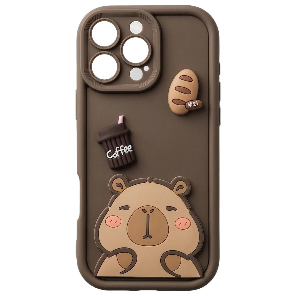 iPhone 12 TFO Ultra Trendy 3D Bagside Cover - Brown Capybara